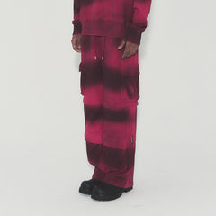 VANN VALRENCE Ombre Stripe Multi-Pocket Drawstring Sweatpants