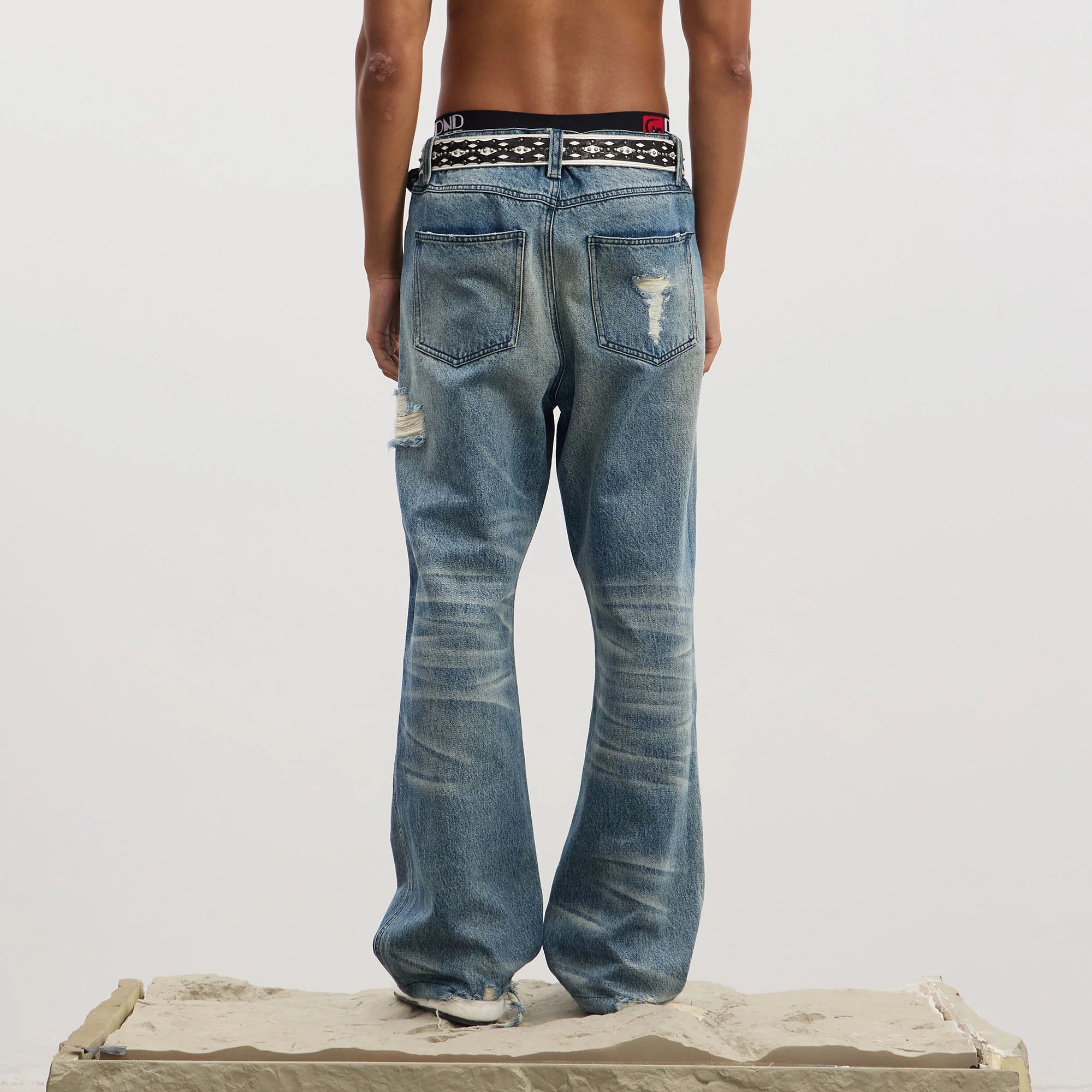 DND4DES Ripped Studded Flared Jeans