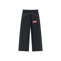 SAVAGEGROWTHWORLD Embroidered Logo Piped Straight-Leg Pants