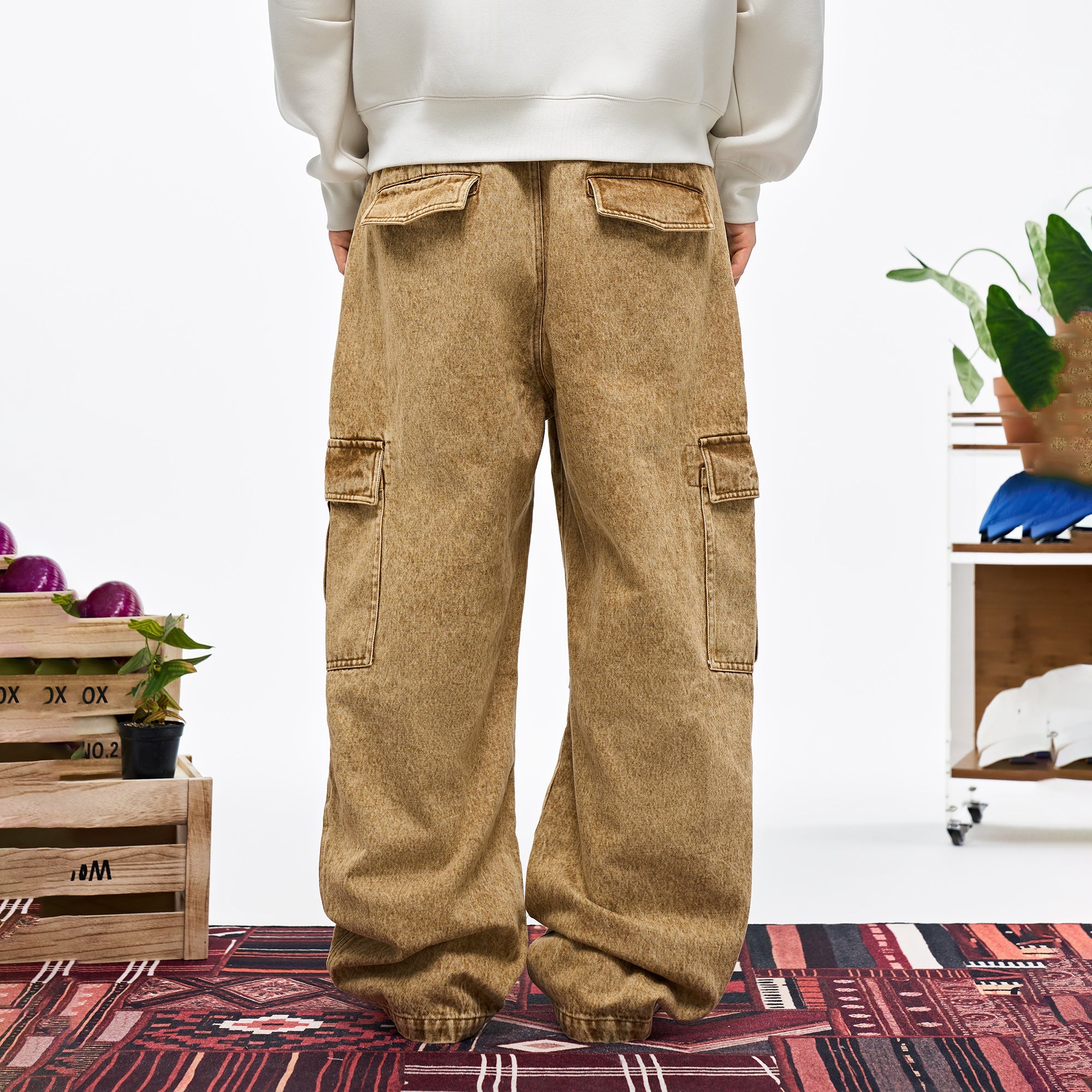 OVERLAPS Washed Utility Cargo Trousers