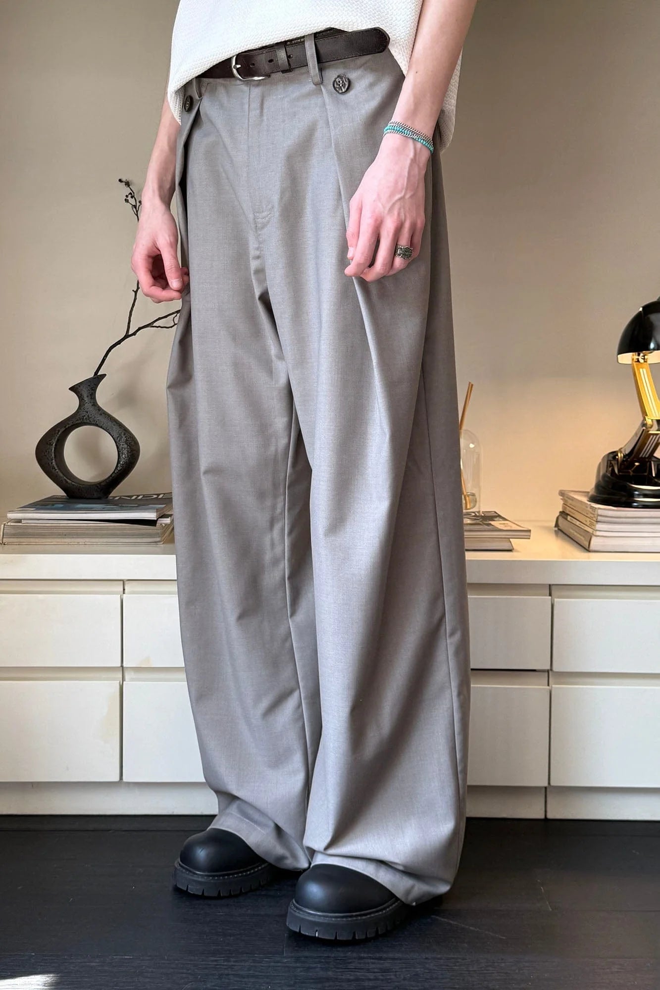 KREATE Inverted Pleats Wide-Leg Trousers