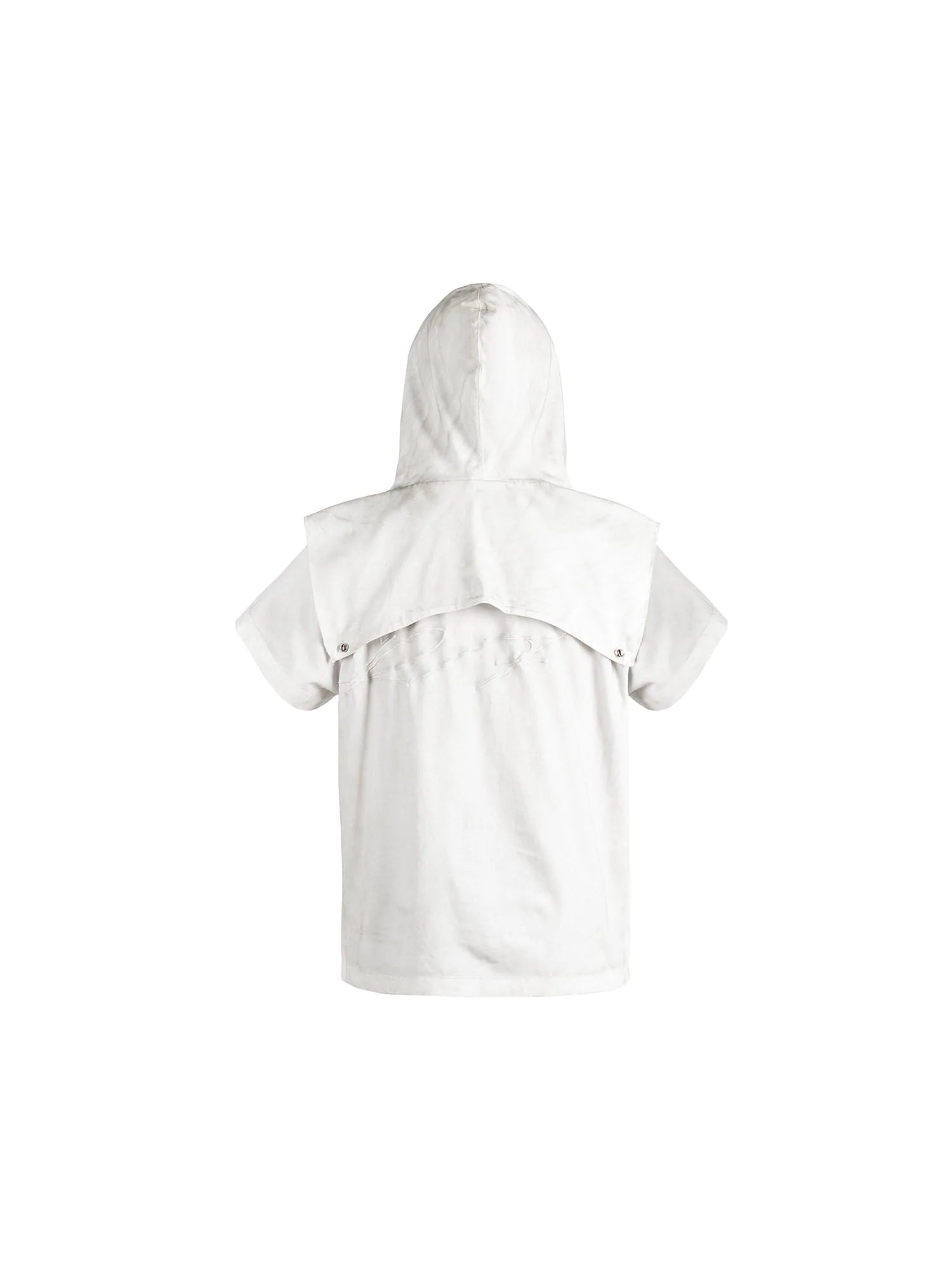 FVVO Distressed Snap-Shoulder Hooded T-Shirt