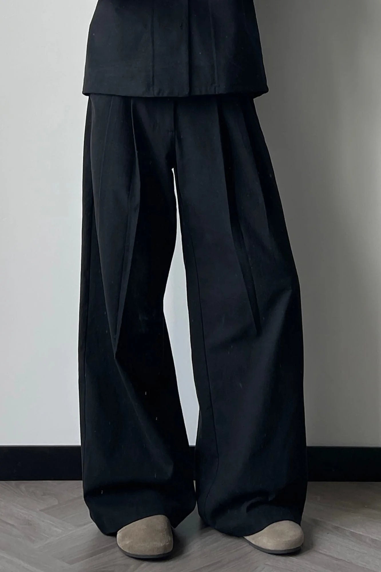 OKAYTHXBYE Pleated Linen-Blend Wide-Leg Trousers