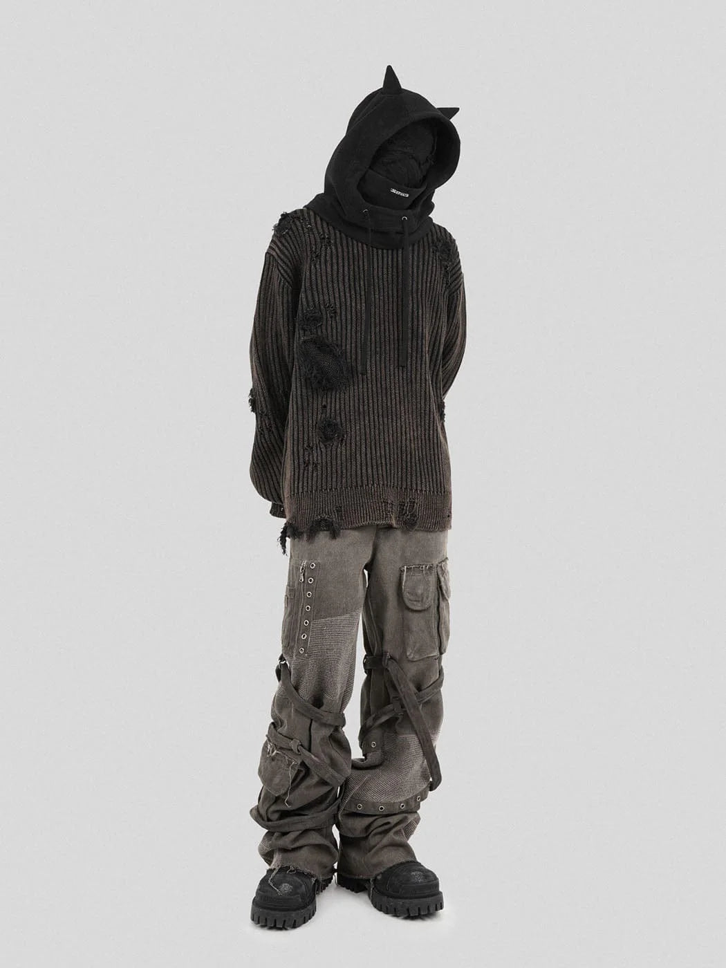 UNDERWATER Wasteland Ripped Sweater Charcoal