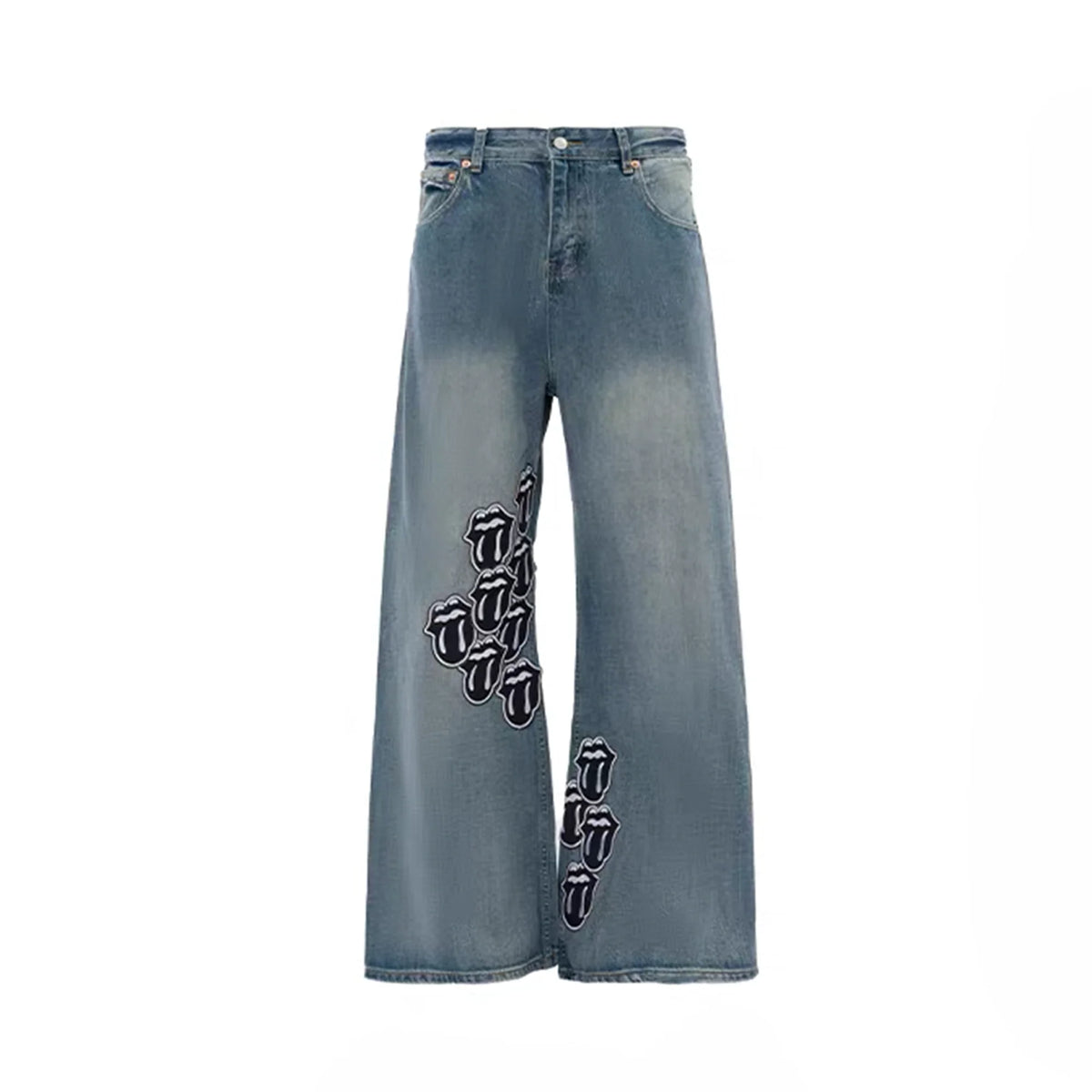 NOTHINGNESS WORLD Washed Tongue Embroidered Denim Pants