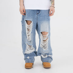 BLACK8MOB Heavy Ripped Washed Baggy Jeans