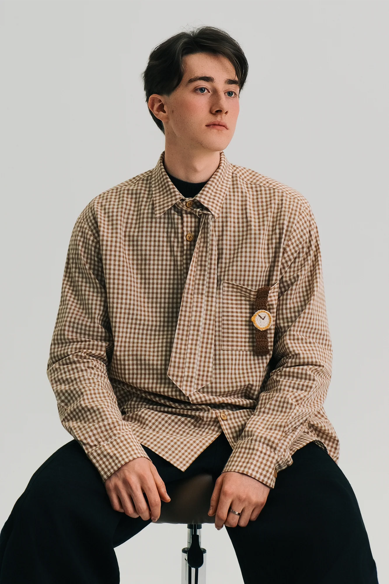 WIID Neck Tie Gingham Shirt