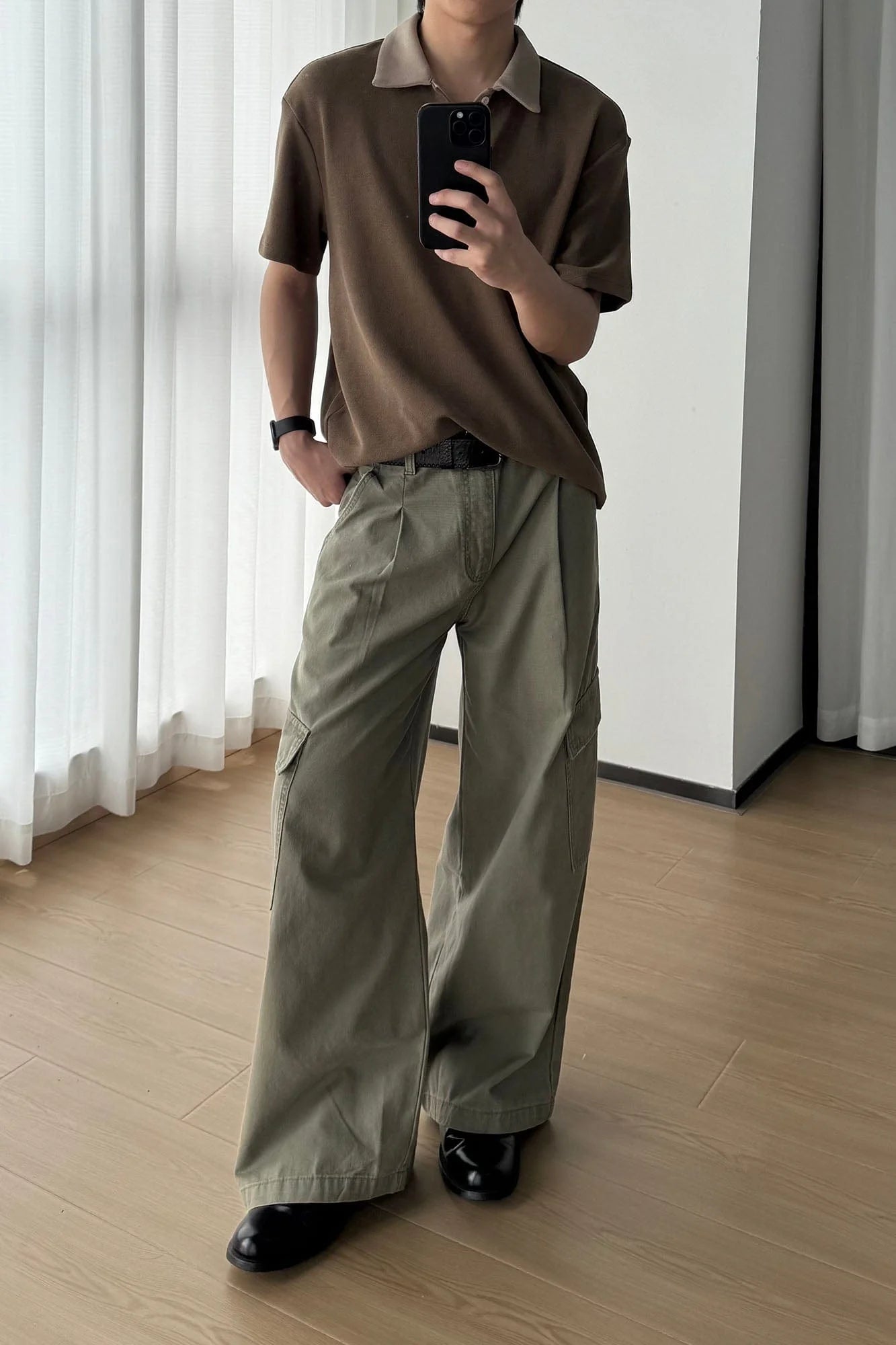OKAYTHXBYE Pleated Utility Baggy Cargo Pants