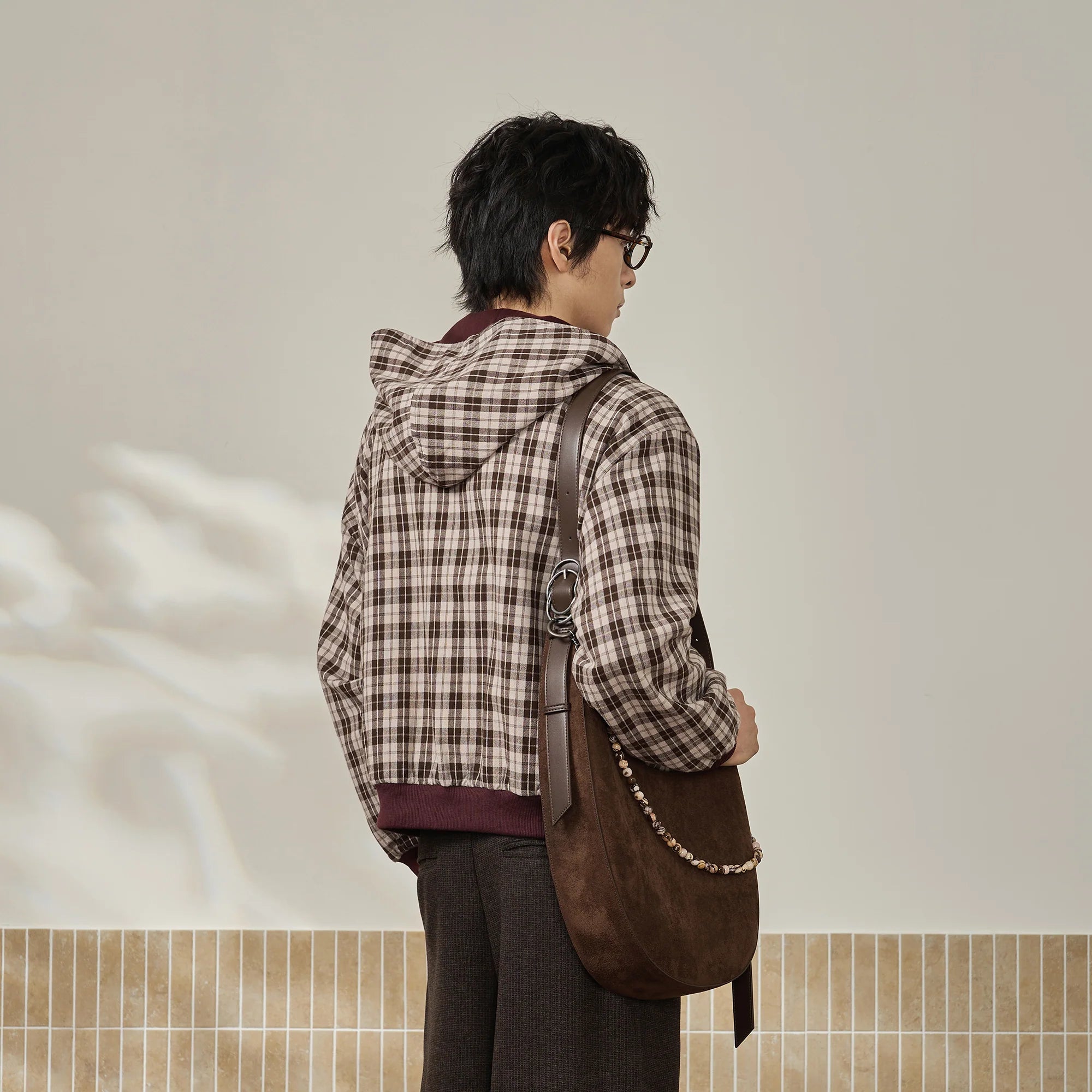 MOITIEDEPETALE Reversible Plaid Liner Hooded Jacket