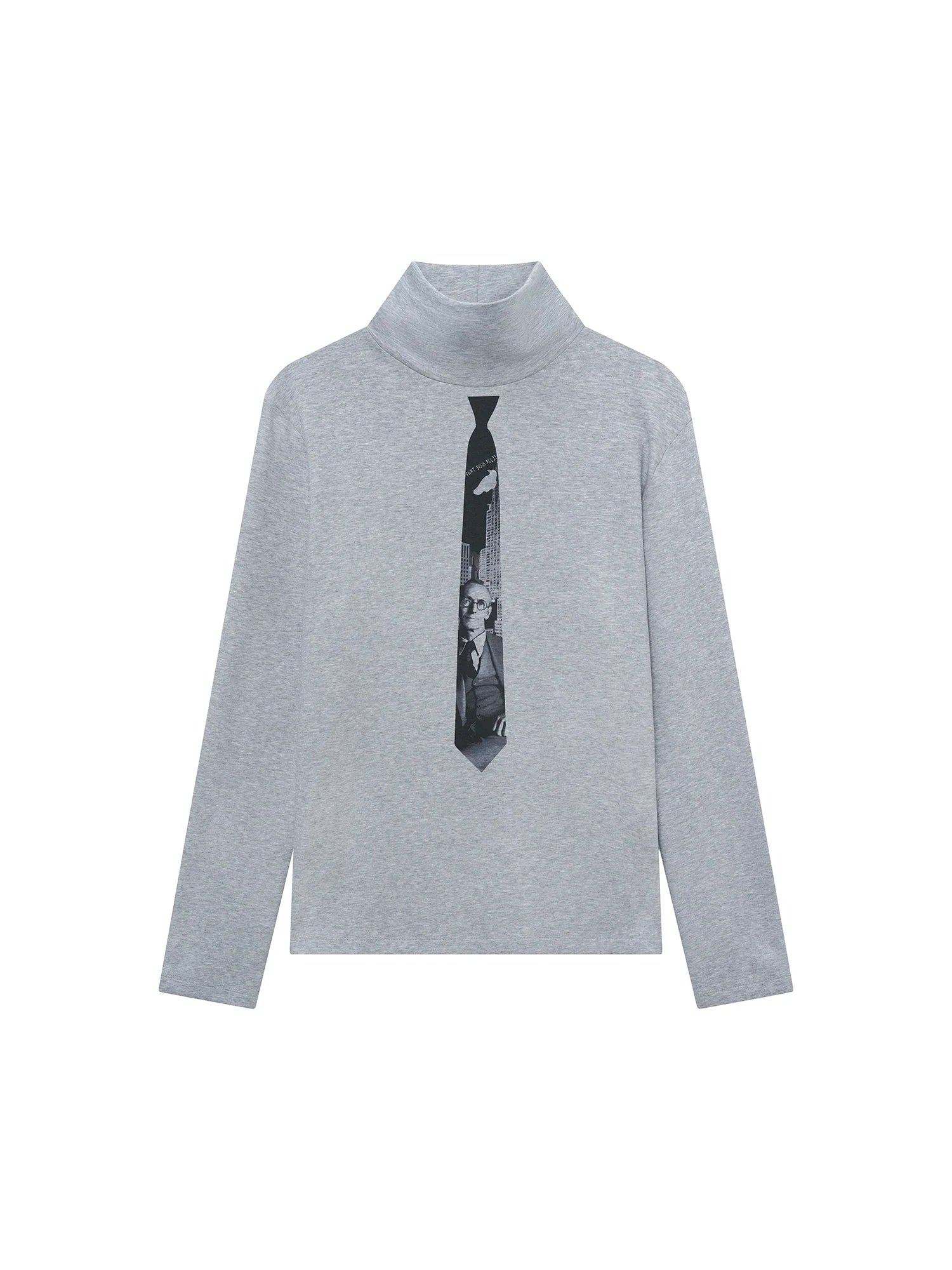 OUYANG WENJUN Tie-Graphic Turtleneck Long-Sleeve Tee