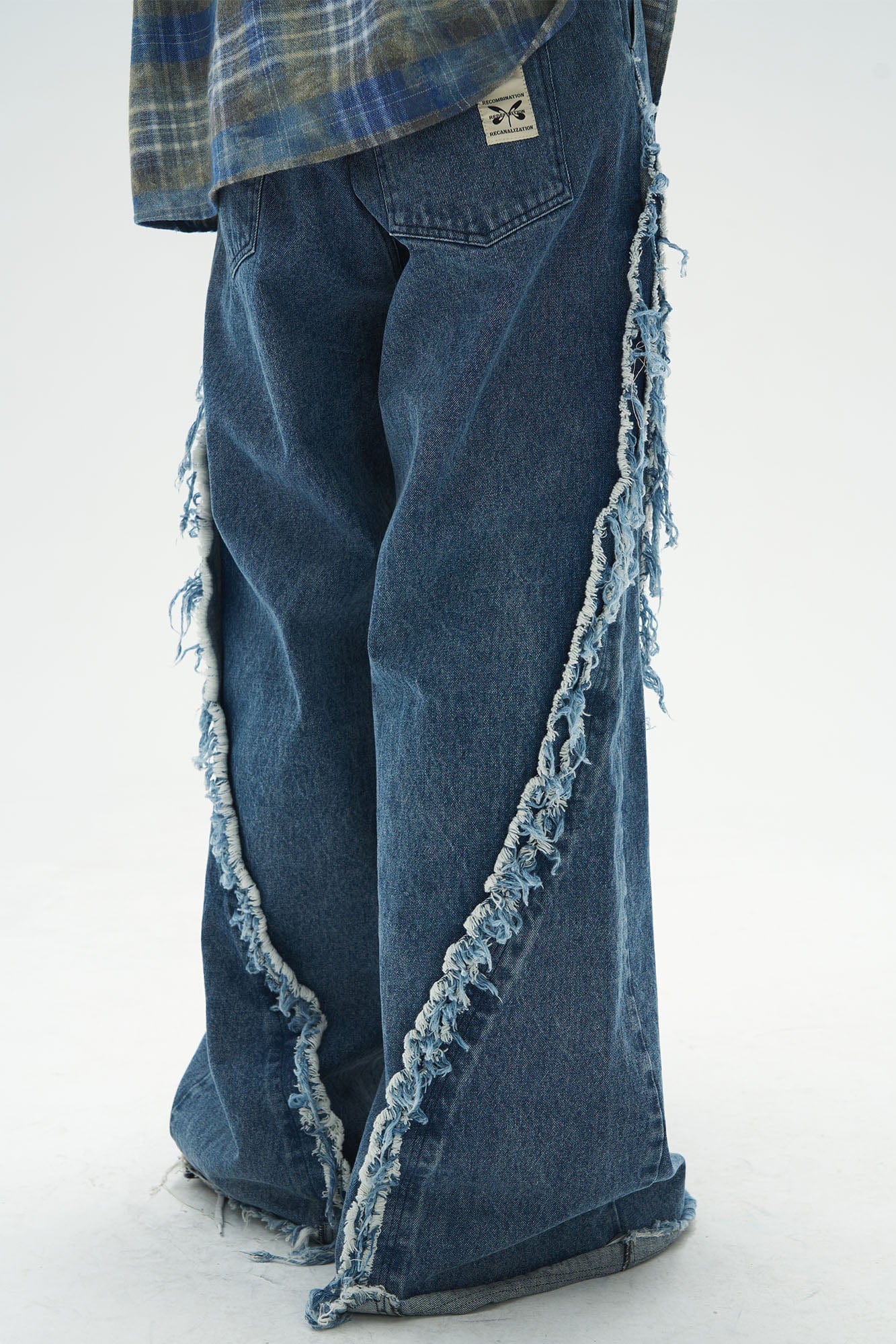 RELABEL Split Heavy-Distressed Washed Denim Pants