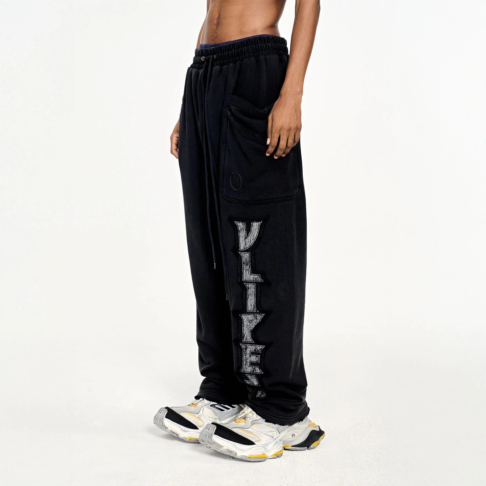 ULIPERY Asymmetric Striped LOGO Sweatpants