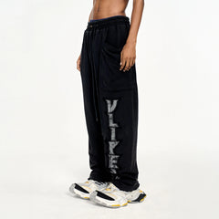 ULIPERY Asymmetric Striped LOGO Sweatpants
