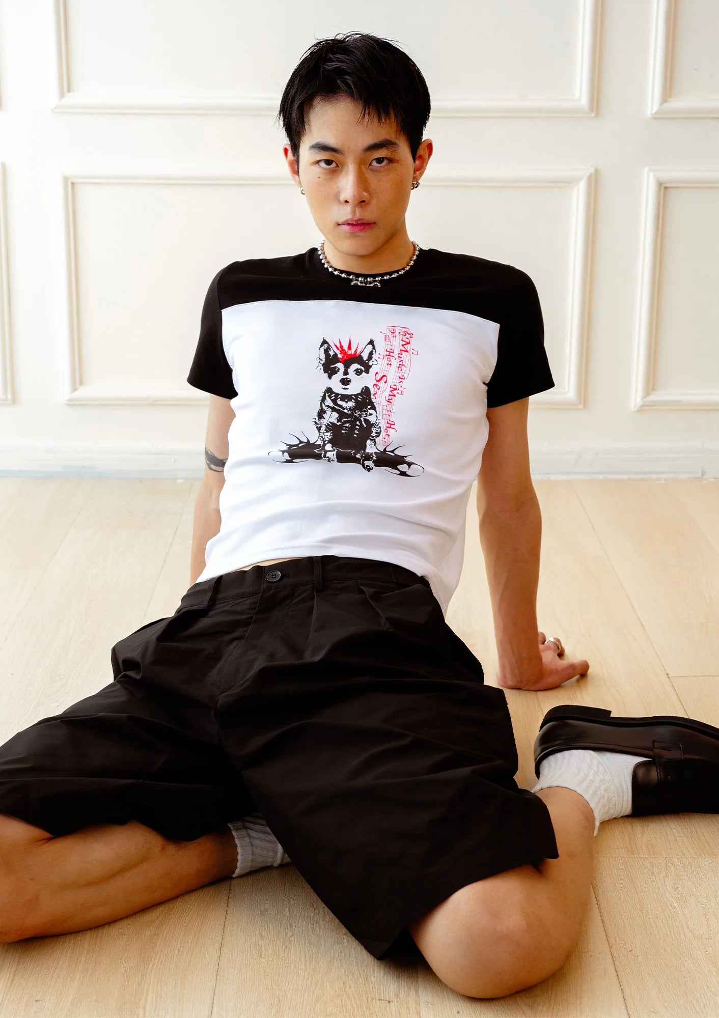 KADAKADA Punk Pup Graphic Spliced T-Shirt