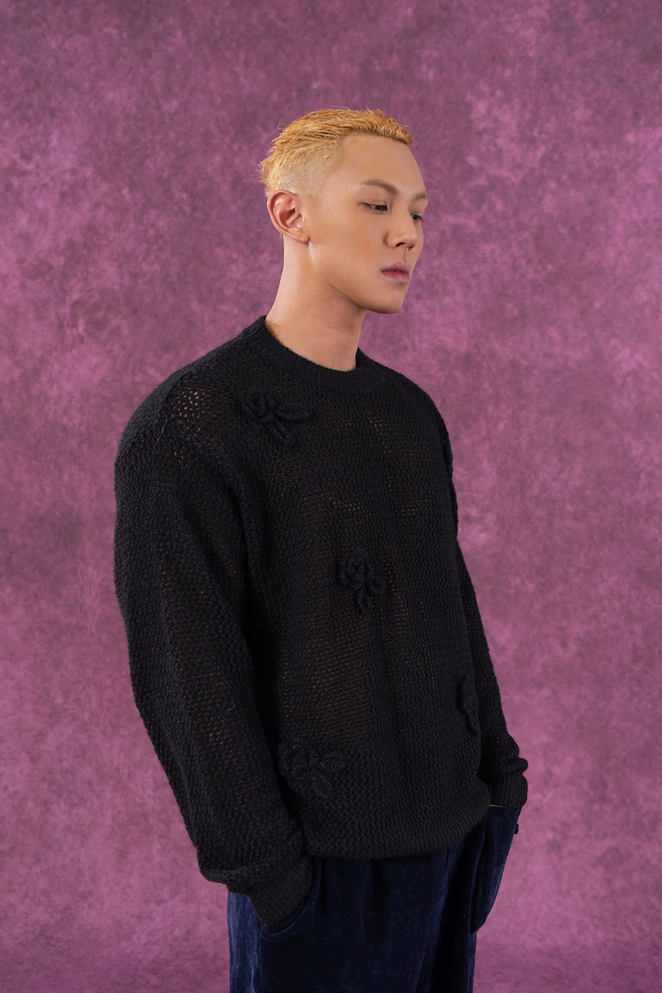 CLP Crochet Rose Wool-Blend Sweater
