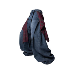 RELABEL Detachable Drape Drawstring Baggy Jeans Blue