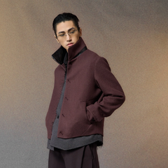 ALVNG AR ANTS Raw-Edge Contrast Paneled-Collar Jacket