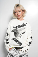 VINKID Peace Dove Patch Snap Sleeve Sweatshirt