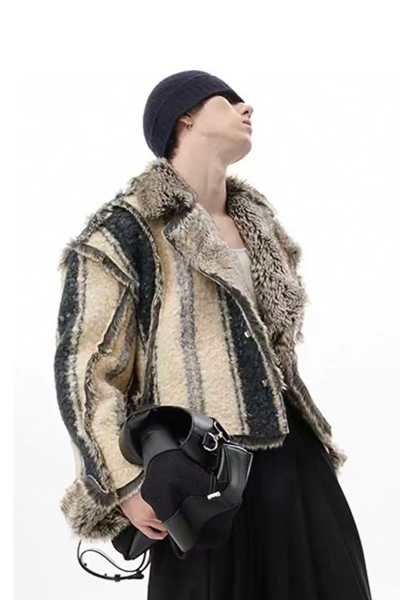 TUIMU Reversible Faux Fur Cropped Jacket