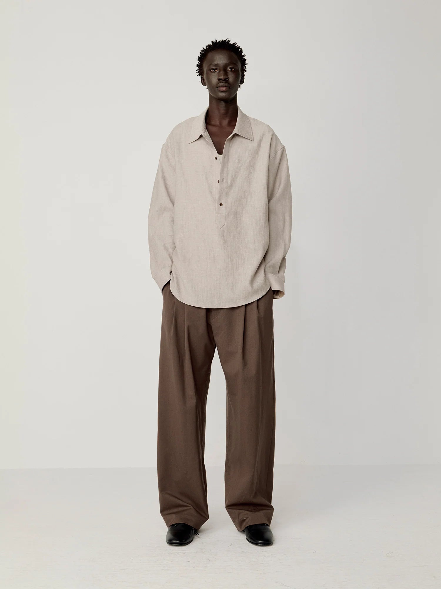 OPICLOTH Wool-Blend Pleated Drawstring Trousers