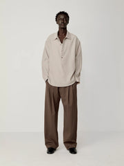 OPICLOTH Wool-Blend Pleated Drawstring Trousers