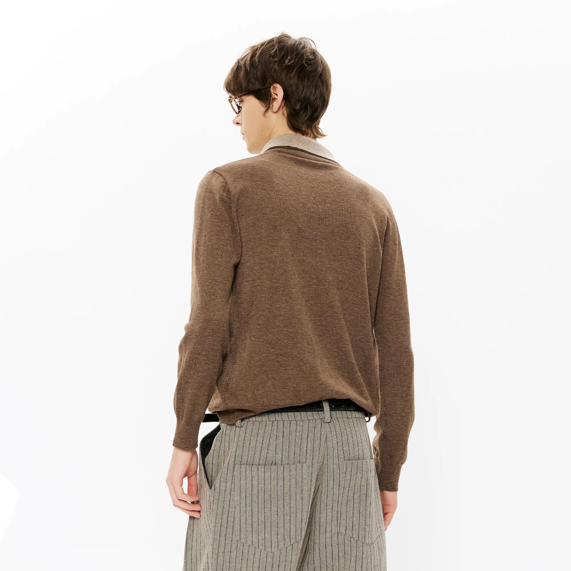 KREATE Double-Collar Wool-Blend Knit Polo