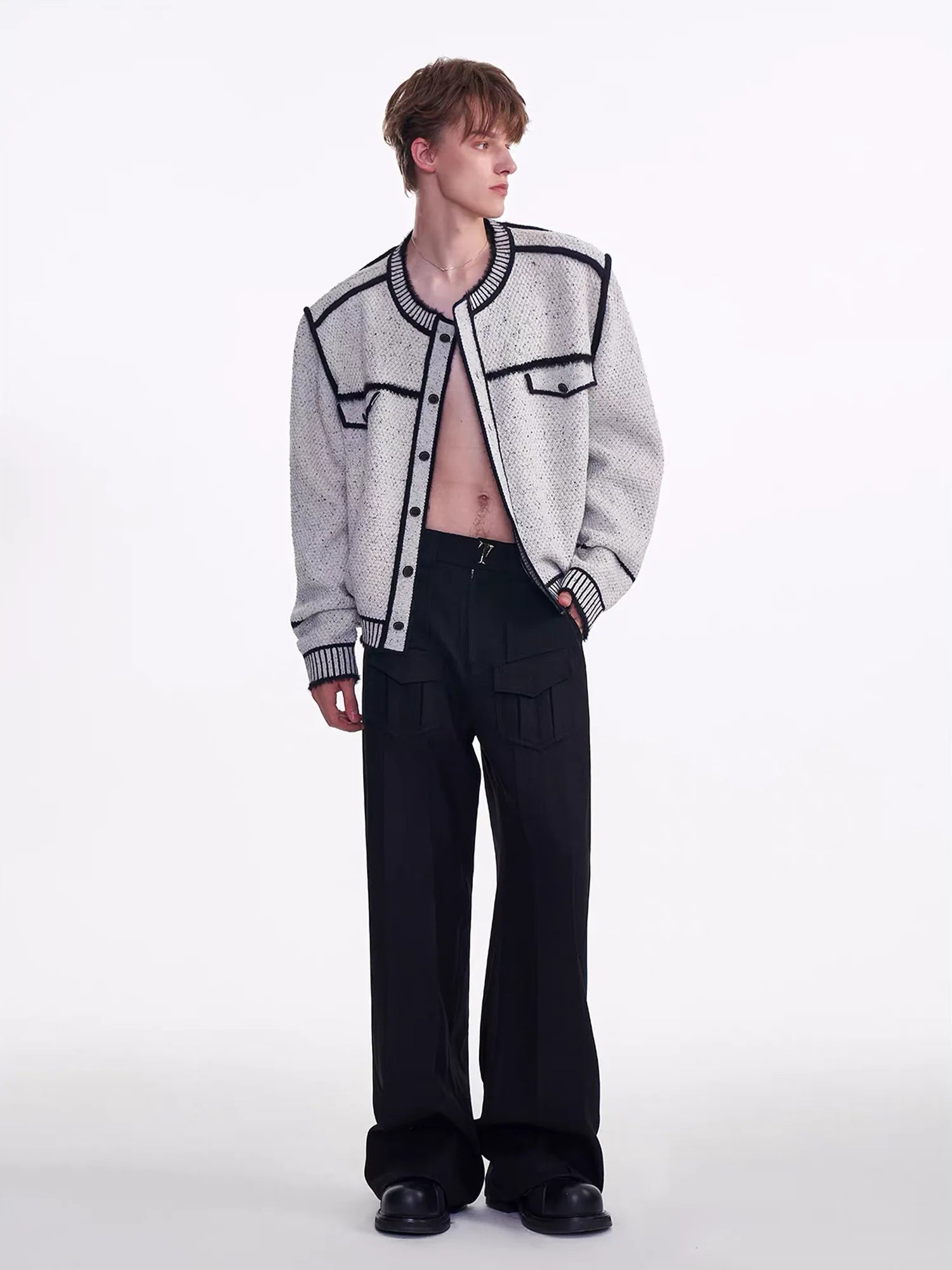 TIWILLTANG Contrast Stitch Knit Jacket