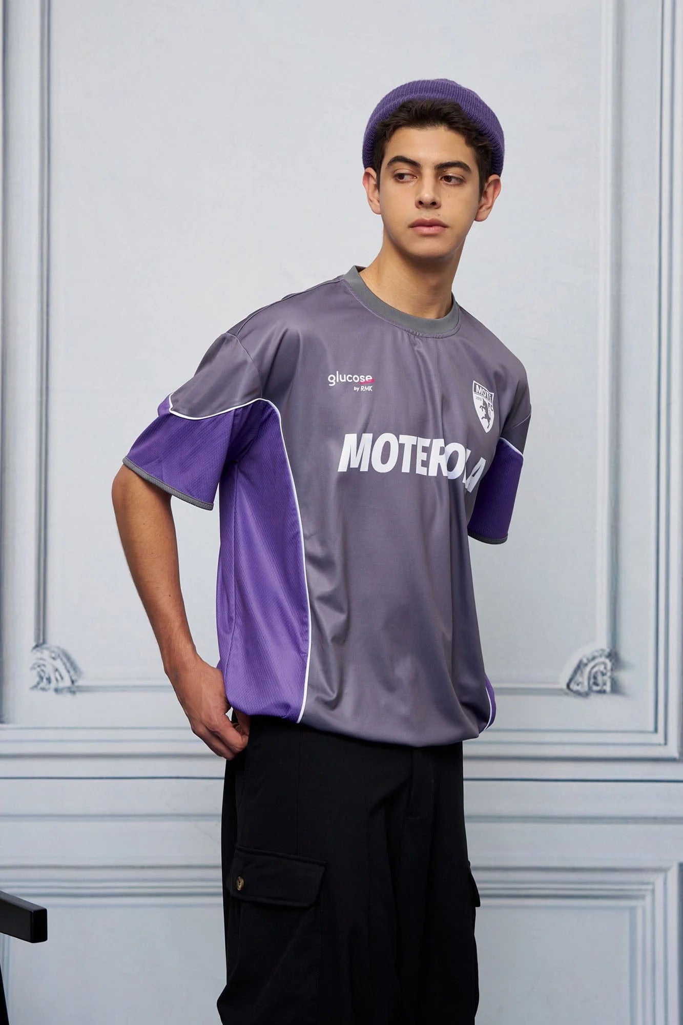UNLIMITED MOTE x glucose by RMK Contrast Spliced Drawstring Hem Jersey