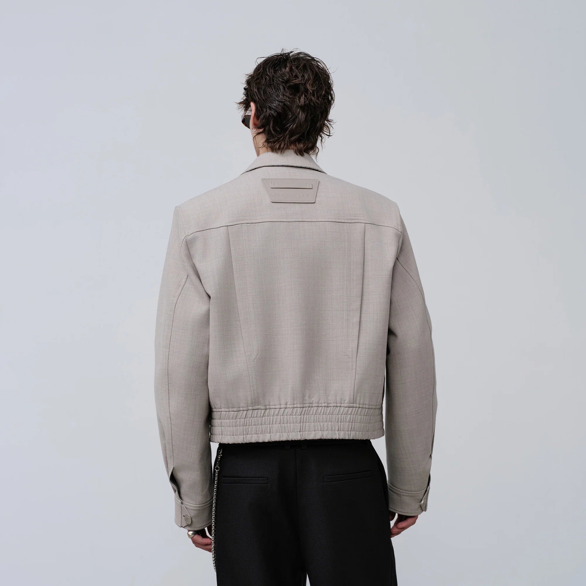 FACEONLAB Cropped Harrington Zip Jacket Gray
