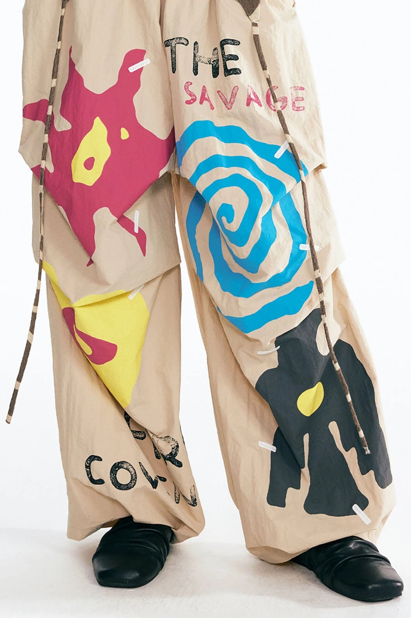 1997 POSTOFFICE Tribal Spiral Waist-Panel Parachute Pants