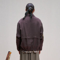 UNLIMITED MOTE Patched Elbow Multi-Pocket Linen Jacket
