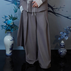 JIECHI Layered Draped Wide-Leg Pants