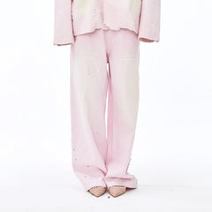 VANN VALRENCE Washed Beaded Double-Knee Trousers