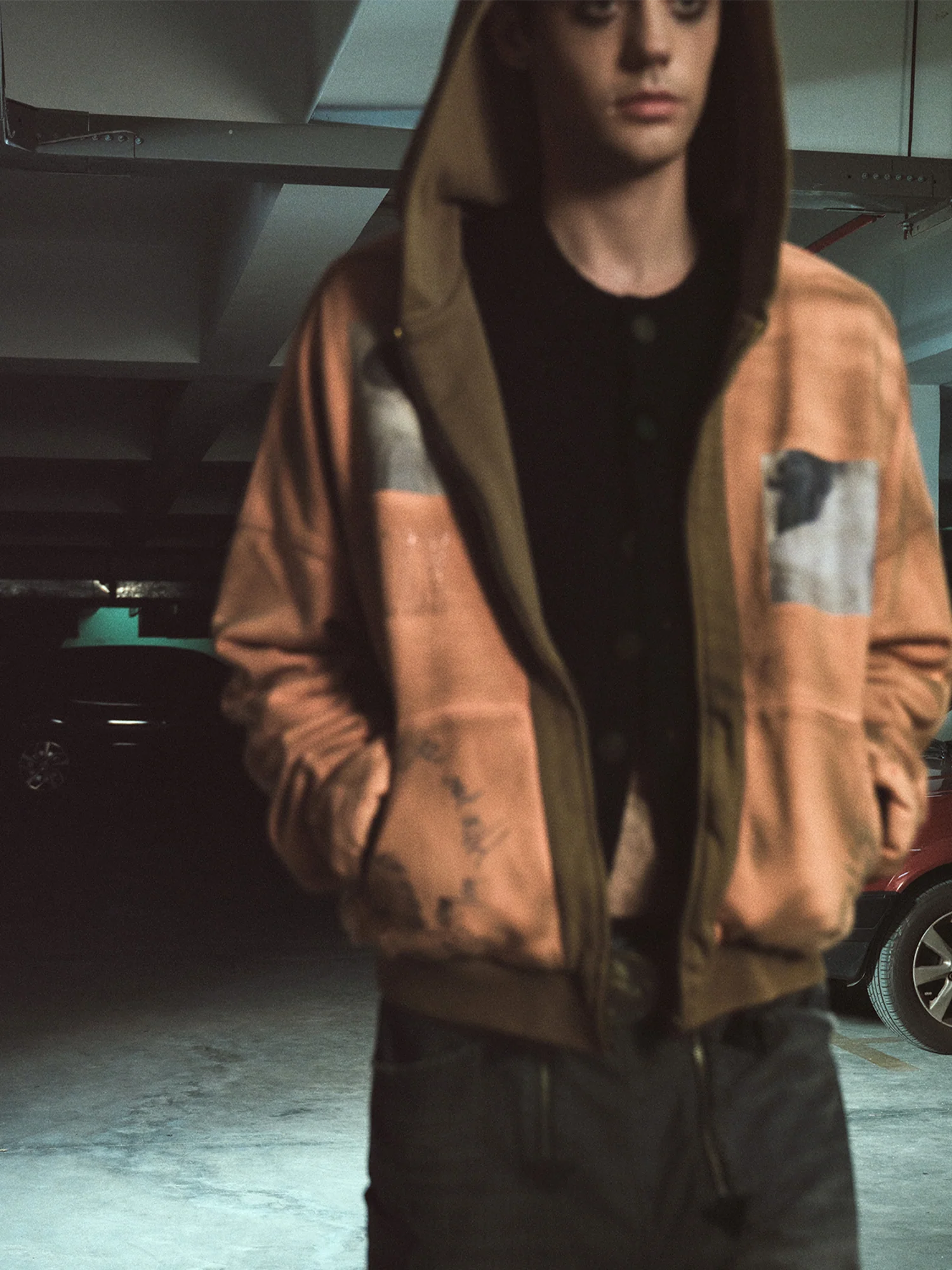 RICHILL Distressed Graffiti Graphic Hooded Jacket