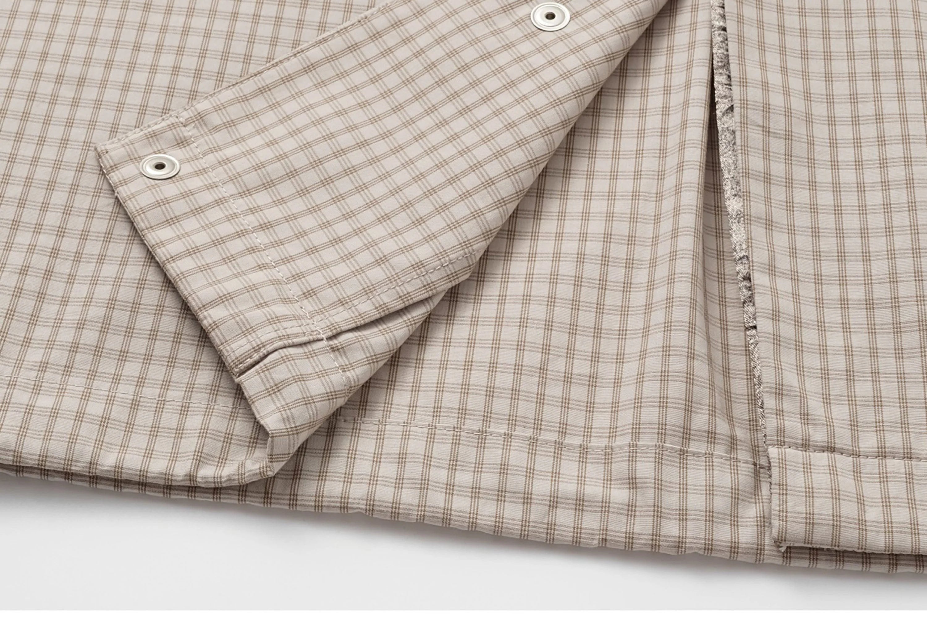 ALVNG AR ANTS Asymmetrical Snap Placket Mini Check Half Shirt