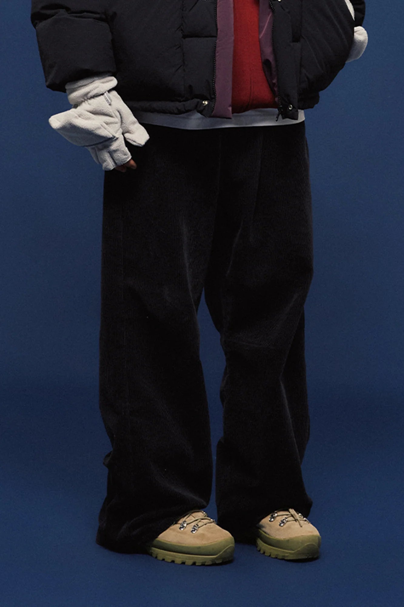 BANANA CLUB Corduroy Pleated Wide-Leg Trousers