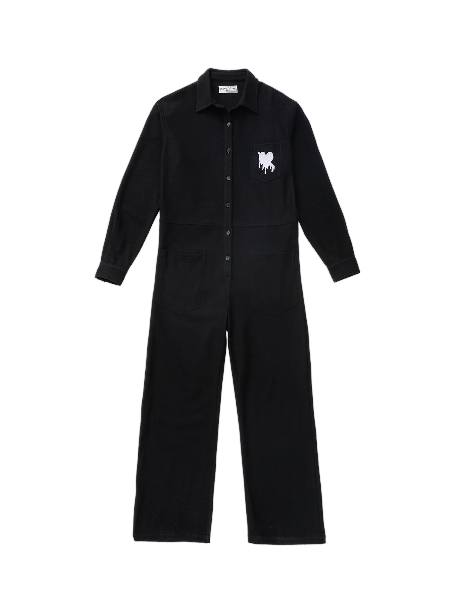 OUYANG WENJUN Wool Fluid-Heart Embroidered Jumpsuit