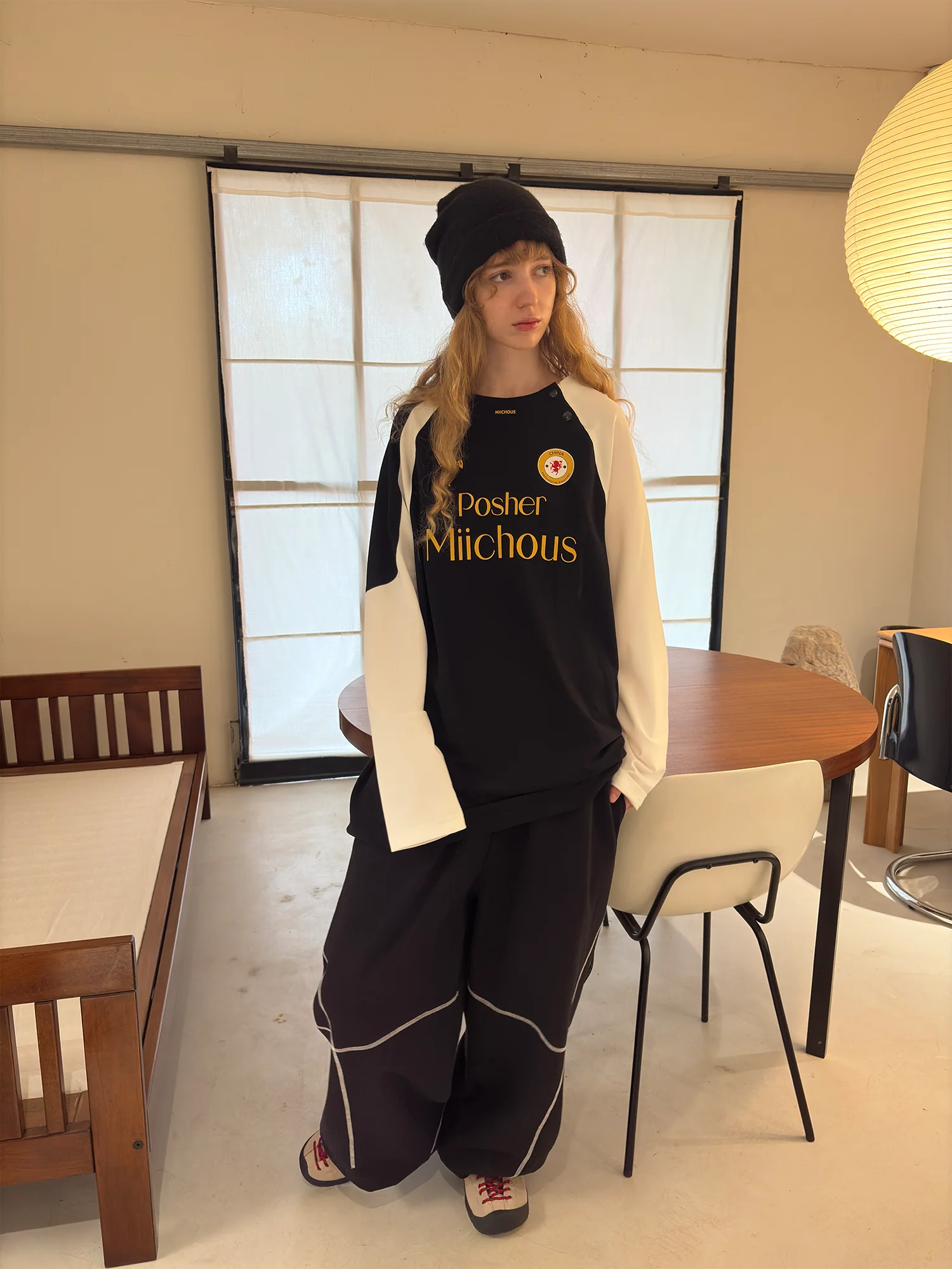 MIICHOUS Snap Contrast Quick-Dry Long-Sleeve Tee