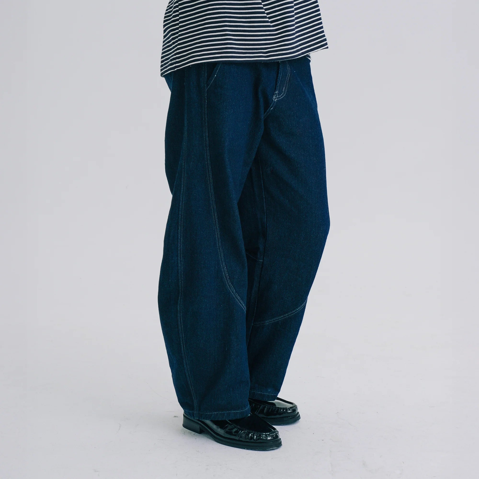 WIID Washed Stitched Curved Panel Jeans