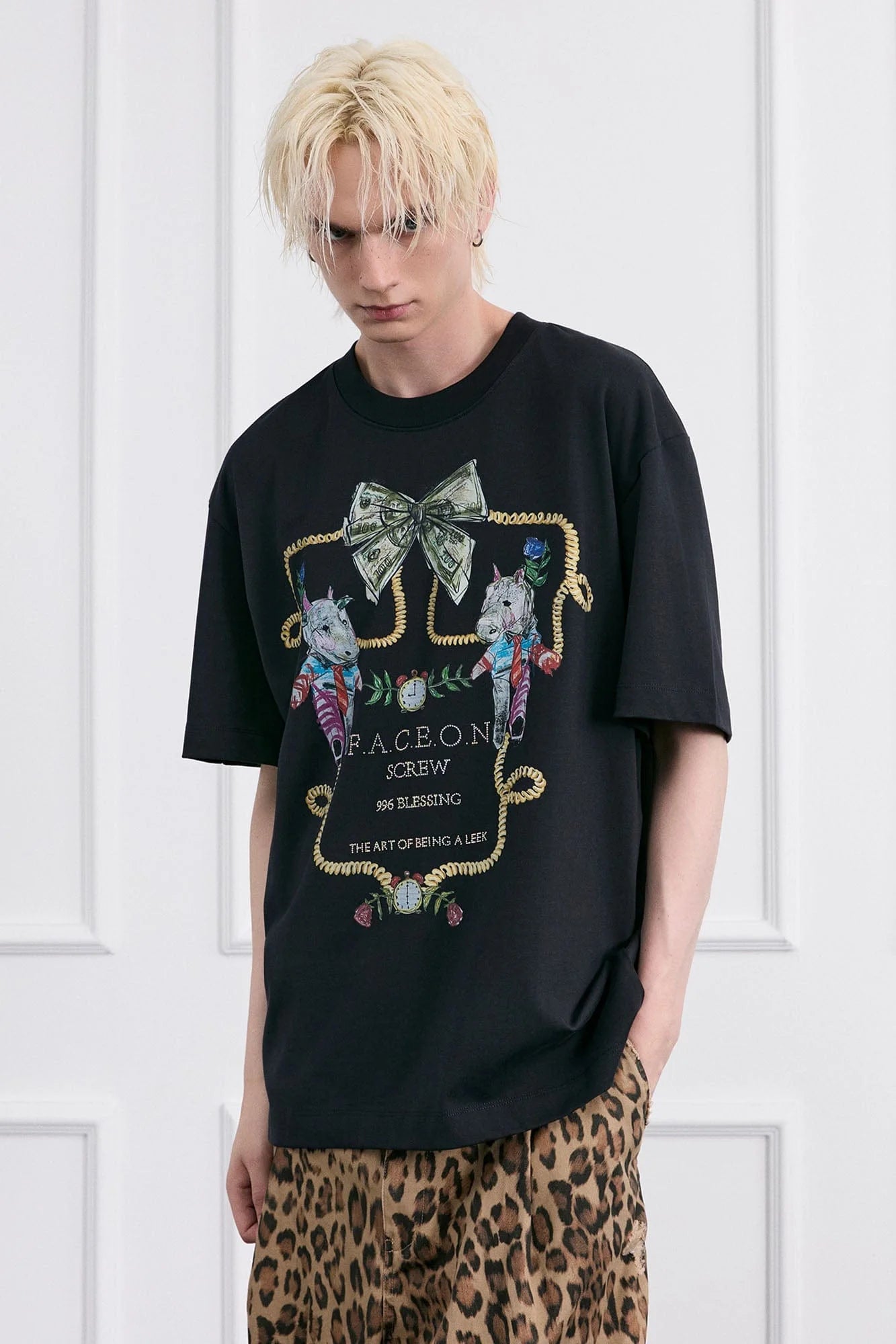 FACEONLAB Whimsical Cow and Horse T-Shirt