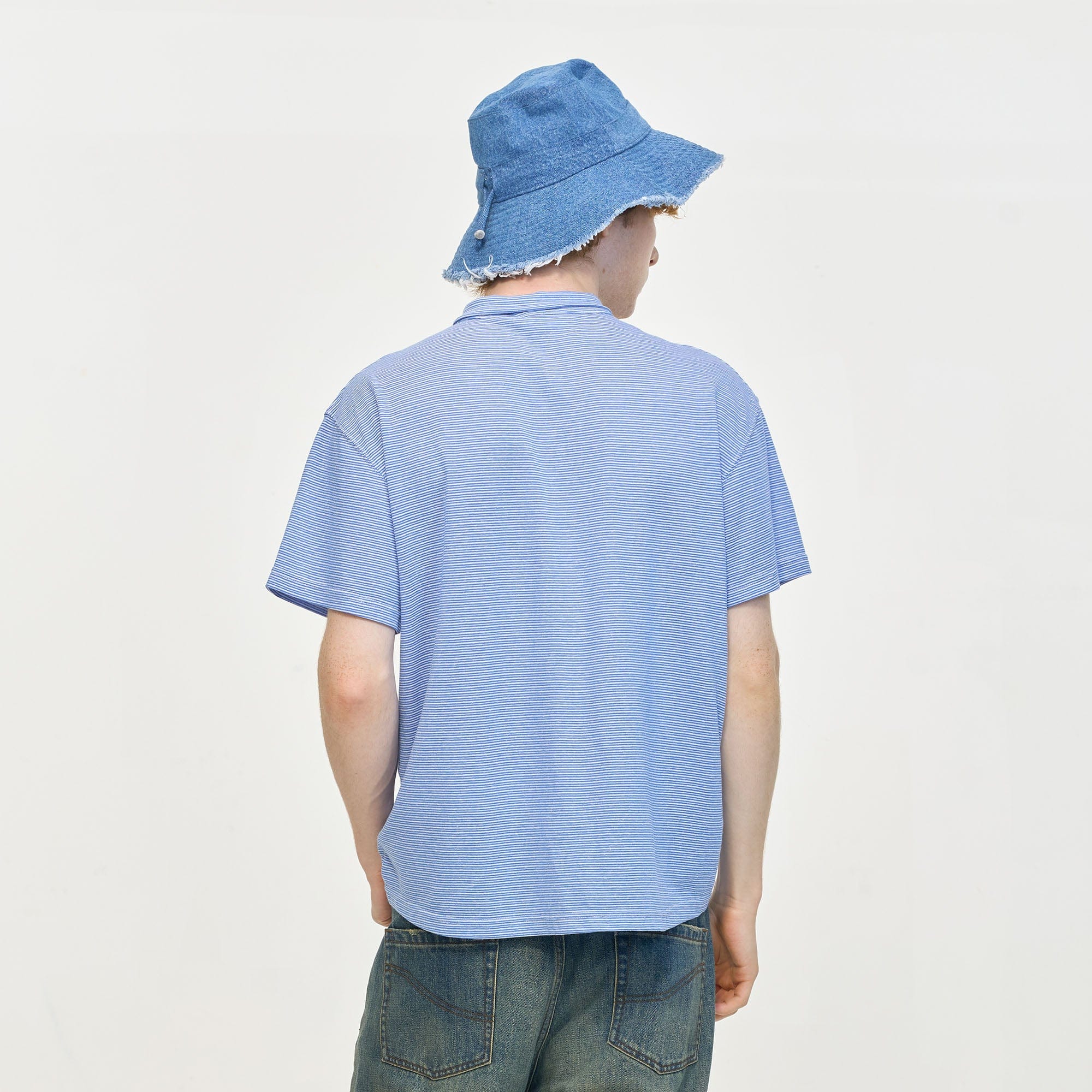 LEONSENSE Classical Striped Tie-Neck T-Shirt