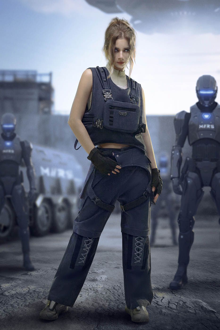 XIPHEVIL Detachable Lace-Up Multi-Pocket Bondage Pants