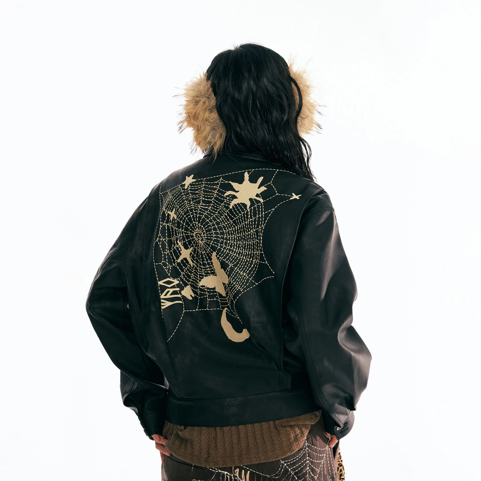 1997 POSTOFFICE Dreamcatcher Graphic Faux Leather Jacket