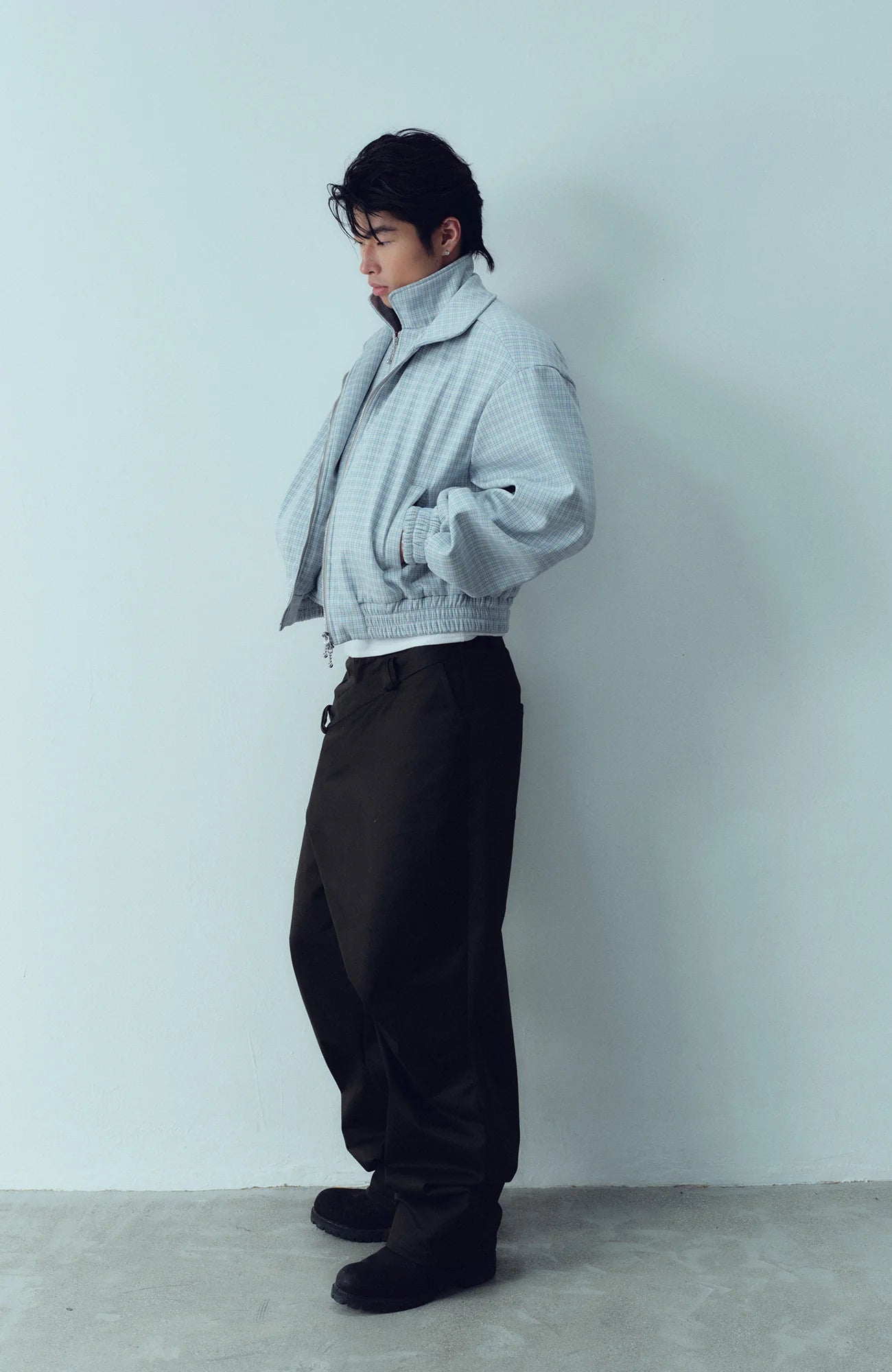 KADAKADA Double-Layer Collar Reversible Plaid Jacket