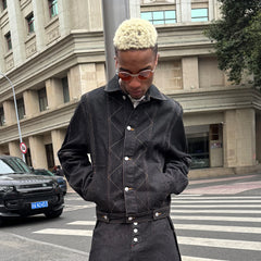 STEEPC Reversed-Panel Raw Denim Cropped Jacket