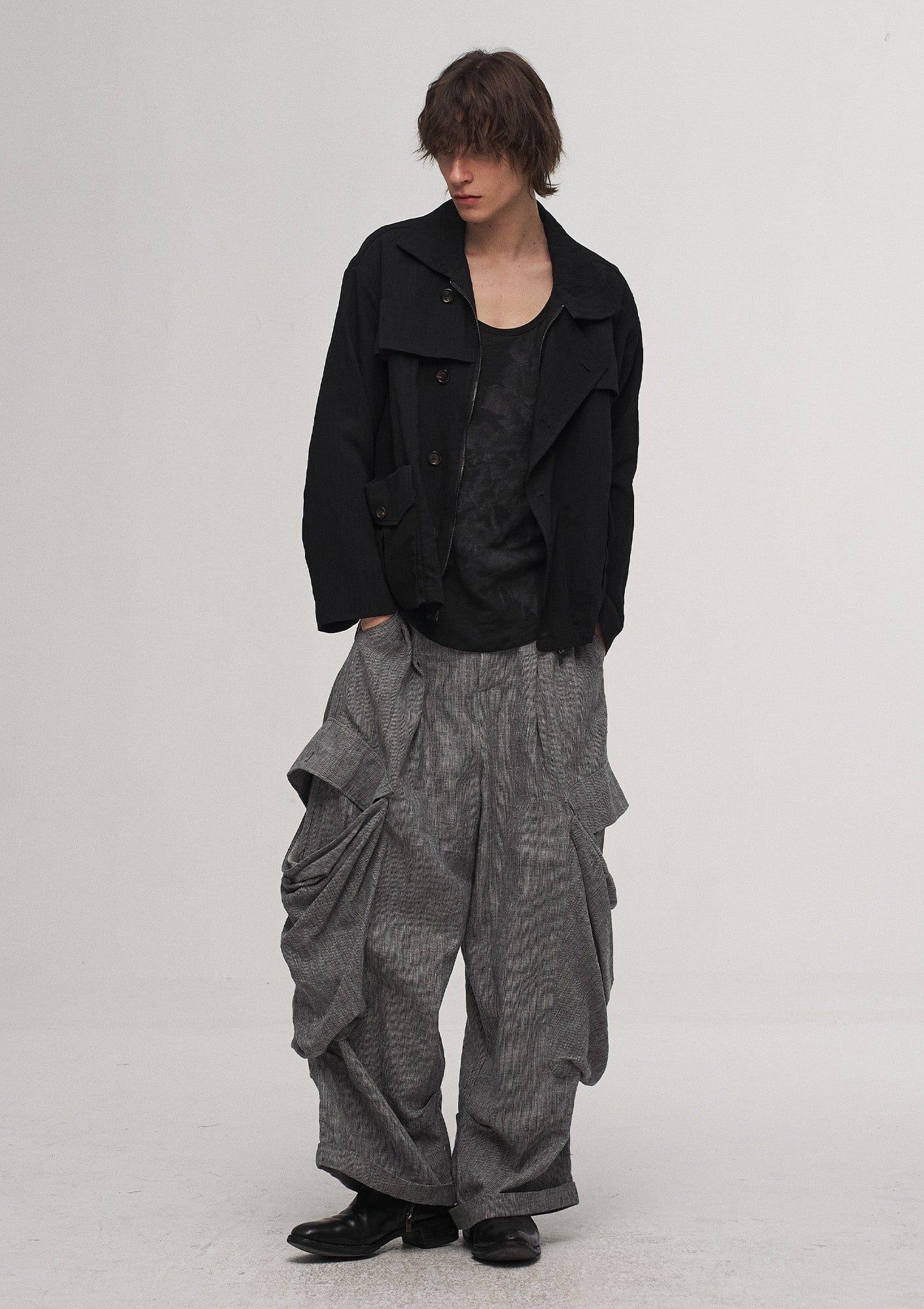 ILNya Nieternite Nifutur Big Pockets Cotton-Linen Wide-Leg Pants