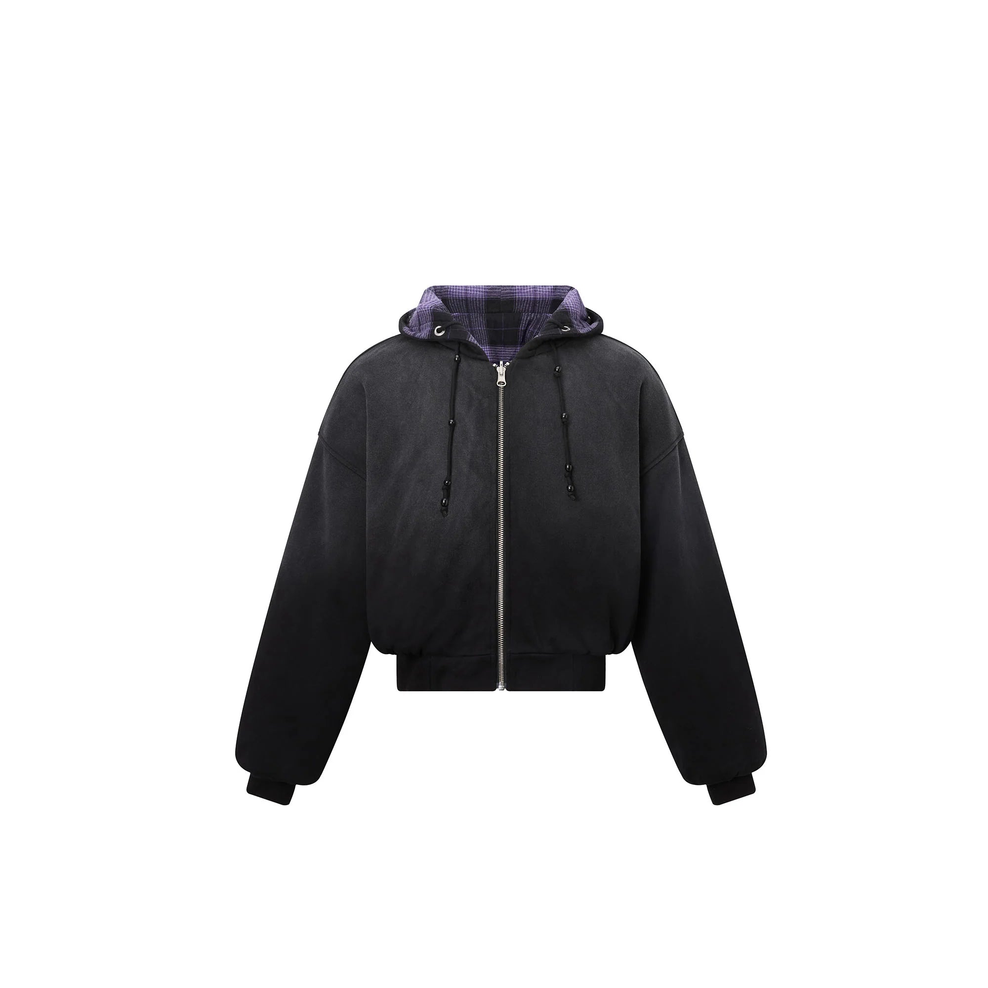 RECOVER ZONE Reversible Check & Solid Hoodie Jacket