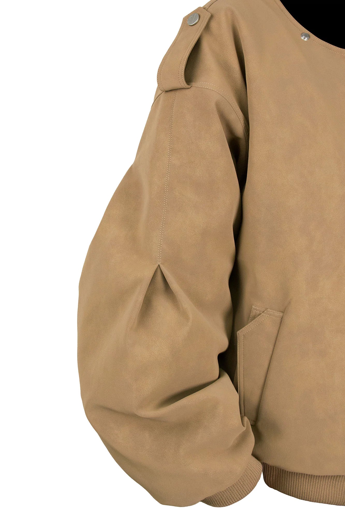 RELABEL Detachable Plush Scarf Hooded Suede Jacket Brown