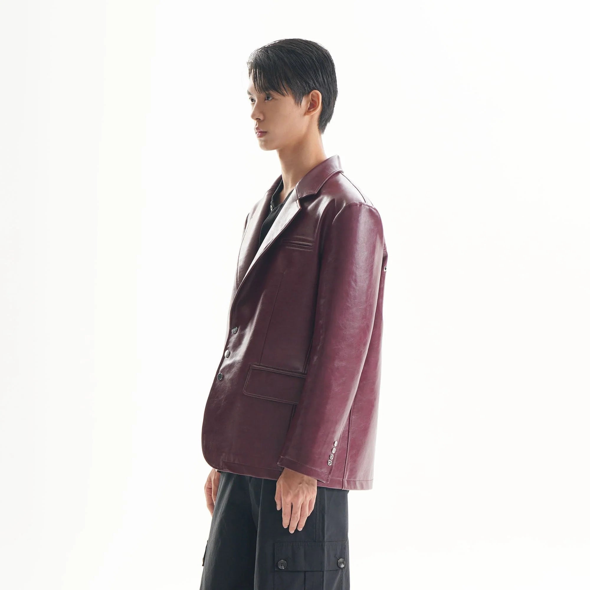ORAL UTOPIA Glossy PU Blazer Ancora Red