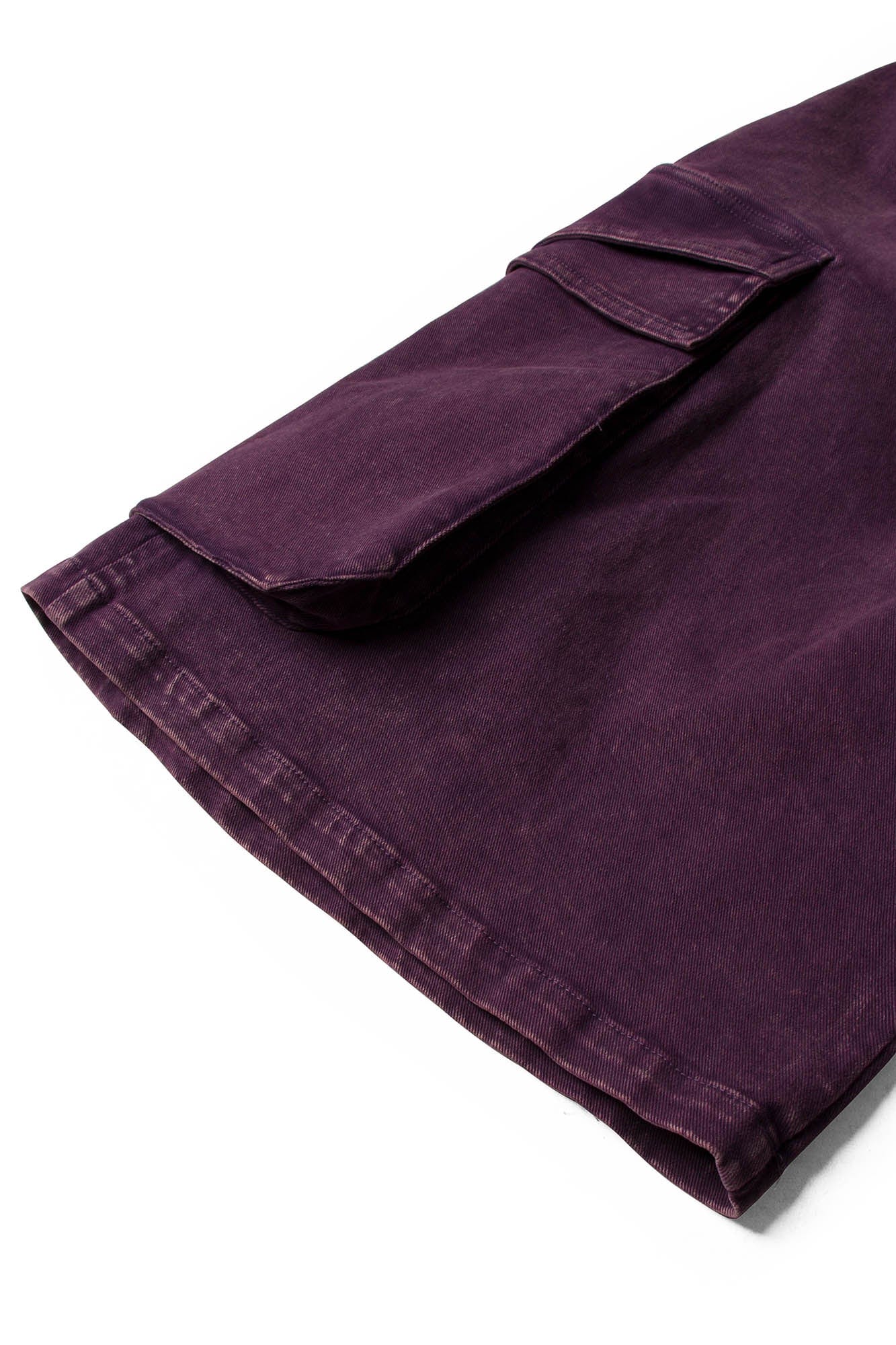 RELABEL Detachable Scarf Washed Multi-Pocket Wide-Leg Shorts Purple